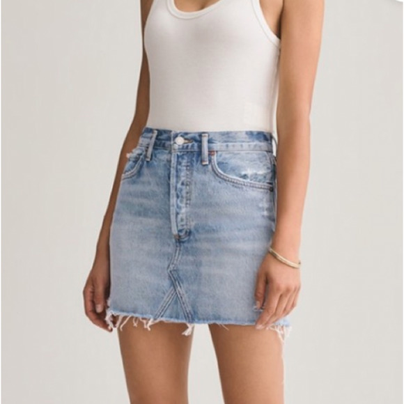 Agolde Dresses & Skirts - Agolde Quinn High Rise Distressed Mini Skirt